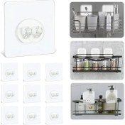 Resim Misda Store Banyo 10'lu Güçlü Kendinden Yapışkanlı Kancalar, Köşe Rafı Duş Kancası, Su Geçirmez Askı Raf Tutucu Yapışkanlar, Şeffaf 