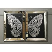 Resim Ayna Çerçeveli Gümüş Simli Kelebekli Set Tablo 