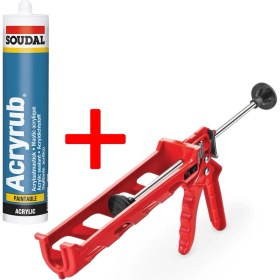 Resim Soudal Beyaz Silikonize Mastik 500 Gram + Silikon Tabancası Set 