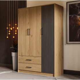 Resim Mezza 3508 Grande Modern 3 Kapılı 2 Çekmeceli Gardırop Sepet - Treviso 