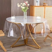 Resim 1 adet Yuvarlak Şeffaf Vinil Masa Örtüsü ve Plastik Masa Örtüsü, Ev Yemekleri, Restoran Dekoru, Banket için Kolay Temizlik - Düz Renk, Makine Yapımı, Masa Örtüleri 
