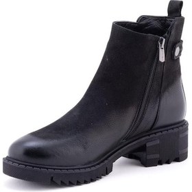 Resim Venüs Kadın Hakiki Deri Topuk Yüksekliği 4 Cm Ortopedik Comfort Bot 1950811 Sıyah Nubuk Siyah Nubuk 