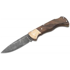 Resim Böker Manufaktur Folding Hunter Mokume Walnut Black Stonewash Çakı Kahverengi 