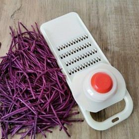 Resim Paslanmaz Çelik Bıçaklı Manuel El Tipi Sebze Rendesi - Beyaz ABS Ergonomik Patates, Havuç, Pancar Doğrama Makinesi - Ücretsiz Koruyucu Eldiven Dahil, Kolay Tutuşlu Saplı Dayanıklı Mutfak Aleti 
