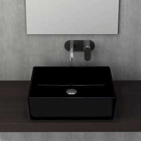 Resim Mılano Çanak Lavabo 50 cm Parlak Siyah 
