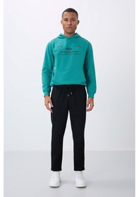 Resim Tommy Life Siyah Yüzeyi Dokulu Standart Fit Erkek Eşofman Alt - 82154 