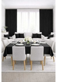 Resim Perdeyap1980 Kadife Dokulu Siyah Renk Masa Örtüsü Siyah 