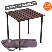 Resim Bag The Joy 50x50x50 CM Ahşap Katlanır Rulo Antrasit Kamp ve Piknik Masası 