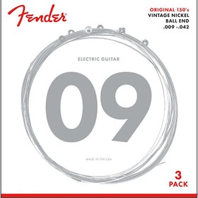 Resim Fender 0730150309 Original 150 Pure Nickel Elektro Gitar Teli 3'lü Paket (09-42) | Saf Nikel Sarım Yumuşak Çalım Hissi ve Klasik Vintage Ton (3 Takım) 