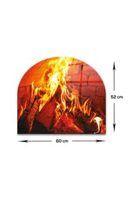 Resim Decorita Cam Ocak Arkası Koruyucu | Oval Şekilli | Odun Ateşi 
