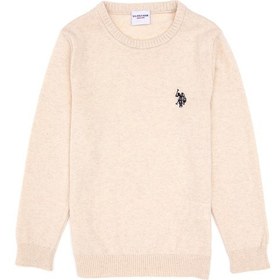 Resim U.S. Polo Assn. Kız Çocuk Krem Melanj Bisiklet Yaka Basic Kazak 50316808-VR159 
