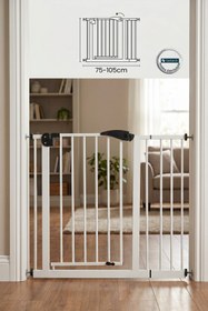 Resim özgürce Ayarlanabilir Güvenlik Kapısı 75-105cm Beyaz Çift Kilitli Otomatik Kapanır 