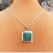 Resim Firuze Gümüş Malakit Taşlı Gümüş Kadın Kolye F1600689 