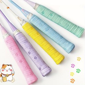 Resim 2'li Sevimli Kedi Pati Baskı Kaymaz Ter Emici Tutuş Bant - Dayanıklı Şok Emici Yapıştırıcı Tenis Raketleri, Badminton Shuttlecocks, Balıkçılık Çubukları için - Çok Renkli (Beyaz/Mavi/Sarı) - Noel, Anneler Günü, Sevgililer Günü, Spor Ekipmanları Tutuş, Eğlenceli Tasarım, Şok Emici Malzeme, En İyi Noel, En İyi Şükran Günü için 