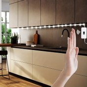 Resim 1m/3m/5m Hareket Sensörlü LED Şerit Işıklar, USB ile Çalışan, Sıcak Beyaz Yapışkan Bantlı - TV Arka Aydınlatması, Yatak Odası, Oturma Odası Dekoru, Ofis Masası, Seyahat, Kamp, Partiler ve Hediyeler için Mükemmel, İç Mekan Hareket Sensörlü Işık 