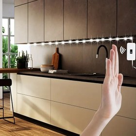 Resim 1m/3m/5m Hareket Sensörlü LED Şerit Işıklar, USB ile Çalışan, Sıcak Beyaz Yapışkan Bantlı - TV Arka Aydınlatması, Yatak Odası, Oturma Odası Dekoru, Ofis Masası, Seyahat, Kamp, Partiler ve Hediyeler için Mükemmel, İç Mekan Hareket Sensörlü Işık 