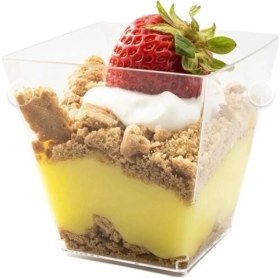 Resim 5cm*6cm Küçük Boy Kristal Plastik Akrilik Prizma Kübik Kase 120CC 25 Adet - Kapaksız 