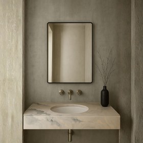 Resim Yumuşak Geçişli Dikdörtgen Duvar Aynası - 76 x 48 Cm / Beyaz / Gün Işığı LED 