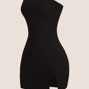 Resim Kadınlar İçin Seksi Bodycon Askısız Mini Etek - Yüksek Bel Esnek Kırmızı Elbise, Yan Yırtmaçlı, Makinede Yıkanabilir Düz Renk Parti ve Gece Kıyafeti, Tüm Mevsimler İçin, Formu Vurgulayan Stil, Yüksek Esneklikli Malzeme 