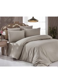 Resim Komfort Home Çizgili Pamuk Saten Yastık Kılıfı 2 Adet Sütlü Ka 