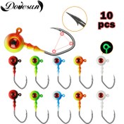 Resim Dovesun 10 Adet Premium Balıkçılık Jig Başları - Crappie, Walleye & Bass için Keskin V Kancalar | Karışık Renkler, Karbon Çelik/Kurşun, Boyutlar 1/16oz-3/8oz 