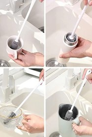 Resim Genel Markalar Silikon Uzun Saplı Bardak Kavanoz Cam Şişe Biberon Temizleme ve Yıkama Fırçası 