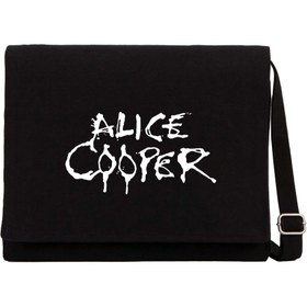 Resim Alice Cooper Logo Siyah Kanvas Postacı Çantası - Siyah 