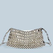 Resim 2024 Parıldayan Vintage Pullu Çapraz Çanta - Sabit Askılı, Fermuarlı Kadınlar için El Yapımı Gümüş Boncuklu Clutch 