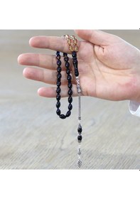 Resim 925 Ayar Gümüş Püsküllü Arpa Kesim Süzme Mavi-Beyaz Ateş Kehribar N11.798 