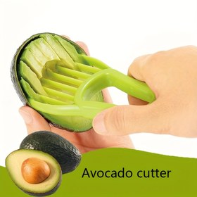 Resim 1 adet Yeşil Plastik 3'ü 1 Arada Avokado Dilimleyici ve Çekici - Çizgili Kenarları ile Çok Fonksiyonlu Meyve Dilimleyici, Kolayca Hazırlanabilen Avokado için Ergonomik Tutma Sapı, Mutfak Aleti, Avokado Dilimleyici, Meyve Hazırlığı, Modern Mutfak Gereçleri, Dayanıklı Mutfak Aleti 