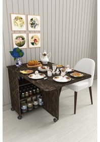 Resim Asra Trend %100 Mdflam 105cm Mutfak Adası Yemek Masası Kahve Köşesi Ma-01 Siyah Taş siyah 