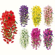 Resim 2 adet UV Dayanıklı Yapay Sabah Güneşi Asılı Svalar Faux Eukaliptüs ile - Canlı Kırmızı, Mor, Sarı, Pembe ve Beyaz Çiçek Düzenlemeleri Ev, Bahçe, Düğün Dekoru için - Tüm Mevsim Papatya Aksesuarları, Çok Yönlü Plastik Dış Mekan Çiçek Dekoru, Bahçe Aksesuarı | Canlı Çiçek Düzenlemesi | Dayanıklı Plastik Çiçekler, Ev Dekoru için Yapay Çiçekler 