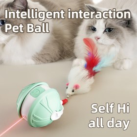 Resim Otomatik Kedi Oyuncak - Etkileşimli Kedi Oyuncak, USB Şarj Edilebilir, Kapalı Oyun ve Zihinsel Stimulation için Parlayan Tasarım, Eğlenceli Tasarım, Sahte Fare, Değiştirilebilir Asılı Süsler, Lazer Kedi Oyuncak 