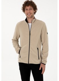Resim U.S. Polo Assn. Erkek Regular Fit Koyu Bej Polar Örme Hırka 50313779-VR088 