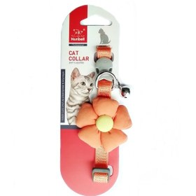 Resim Nunbell Çıngıraklı Çiçekli Kedi Boyun Tasması 23-35 Cm Turuncu 