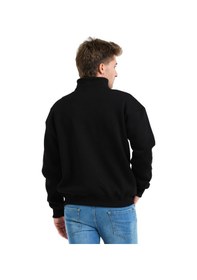 Resim Justever Regular Fit Dik Yaka Yarı Fermuarlı Şardonlu Siyah Erkek Sweatshirt - Prime Siyah 