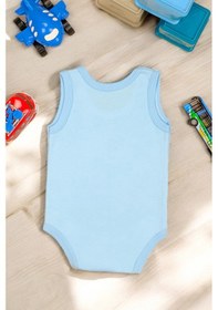 Resim Bebetospik %100 Pamuklu Beni Yavaşça Teyzeme Ver Baskılı Yumuşak Doku Baskılı Zıbın & Body Mavi 