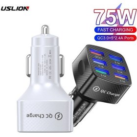 Resim Uslıon 75w Araba Şarjı Hızlı Şarj 3.0 6 Port Usb Şarj Cihazı İphone Uyumlu 13 12 Pro Samsung Xiaomi Taşınabilir Cep Telefonu Şarj Cihazı 
