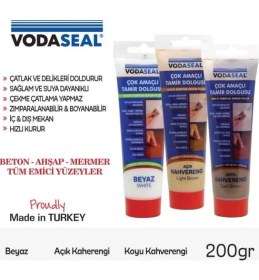 Resim Vodaseal Çok Amaçlı Yer Beton Ahşap Mermer Parke Tamir Yüzey Macunu Beyaz 200 gr 