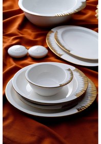 Resim Acar Sherry Gold 6 Kişilik 29 Parça Yemek Takımı Beyaz - Gold 