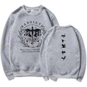 Resim Dördüncü Kanat Çift Taraflı Kazak Basgiath Savaş Koleji Kazak Dragon Rider Hoodie Bookish Kazak Uzun Kollu Kazaklar Gri 