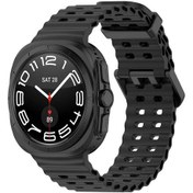 Resim Tuva Teknoloji Galaxy Uyumlu Watch Ultra 47mm Krd-118 Tırtıklı Tasarım Silikon Kordon-siyah 