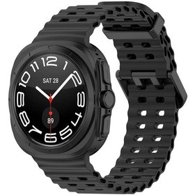 Resim Tuva Teknoloji Galaxy Uyumlu Watch Ultra 47mm Krd-118 Tırtıklı Tasarım Silikon Kordon-siyah 