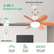 Resim 2-in-1 Soket Fan Işık Uzaktan Kumanda ile, 3 Hızlı 3 Renkli Ayarlanabilir LED Tavan Fanı, E26/E27 Vida Tasarımı, 2/4 Saat Zamanlayıcı ve Hafıza Fonksiyonu, 41.91cm/52.07cm Yatak Odası Oturma Odası için - Yaz Arkadaşı, Yatak Odası Tavan Fanı, Modern Tavan Fanı, Dayanıklı Fan Bıçakları 