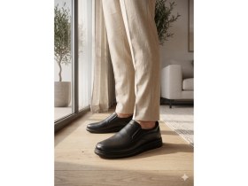 Resim Sj Shop Erkek Siyah Klasik Hakiki Deri Loafer 