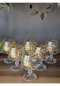 Resim Konyax Zomorot Gold 250 Cc Kahve Yanı Kristal Bardak 6'lı 24k El İşçiliği Gerçek Altın İşlemeli Çok Renkli 