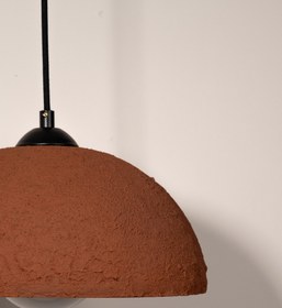 Resim Terracotta Color Handmade Ceramic Pendant Chandelier, Wabi Sabi Ceramic Lamp, - 8" / 20 Cm Diameter 