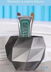 Resim Evene Diş Fırçalığı Diş Fırçalık Diş Fırçası Standı Diş Fırçası Tutucu Gümüş Eskitme Renk Model 20, e.dismodel20 