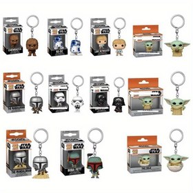 Resim 1 adet STAR WARS Star Wars Karakter Anahtarlık, Dayanıklı PVC Malzeme, Yoda, Boba Fett, Chewbacca, Luke ve Daha Fazla Figür Süsleri, Sırt Çantası Kolyesi, Anime Hayranları için Koleksiyonluk, Paskalya, Şükran Günü ve Tatil Hediyeleri için Uygun 