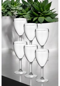 Resim Kırılmaz Çizilmez Şarap Bardağı 320 Ml Polikarbon Şarap Kadehi 6 Adet Buzlu Şeffaf 